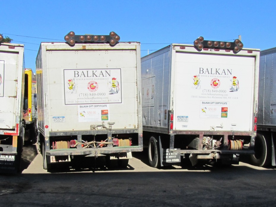 Our fleet of plumbing service trucks