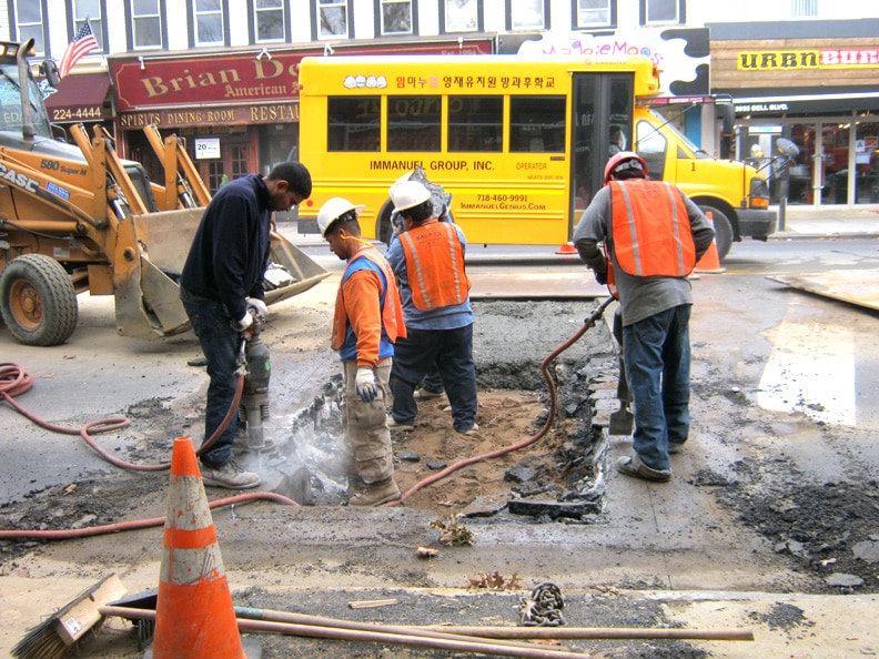 jackhammering a street