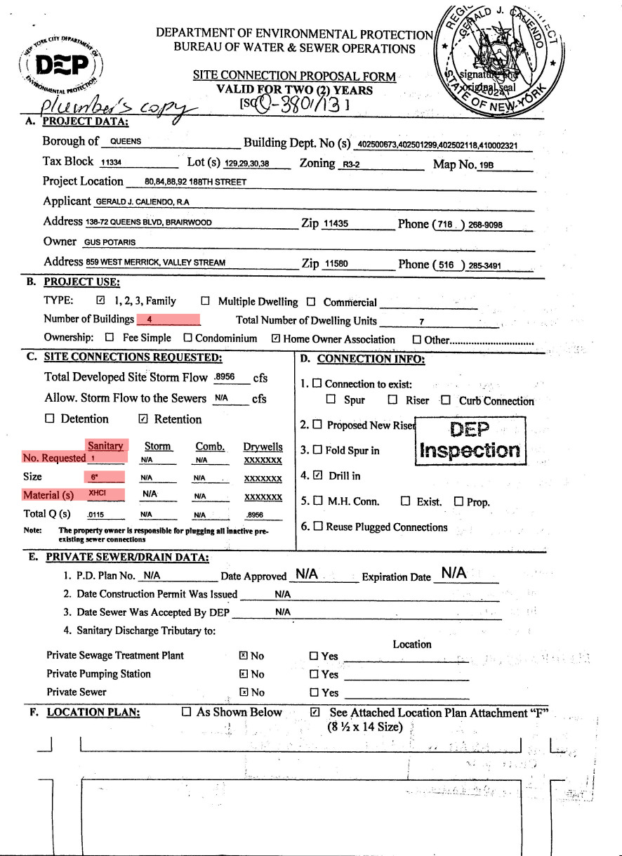 new sewer connection form