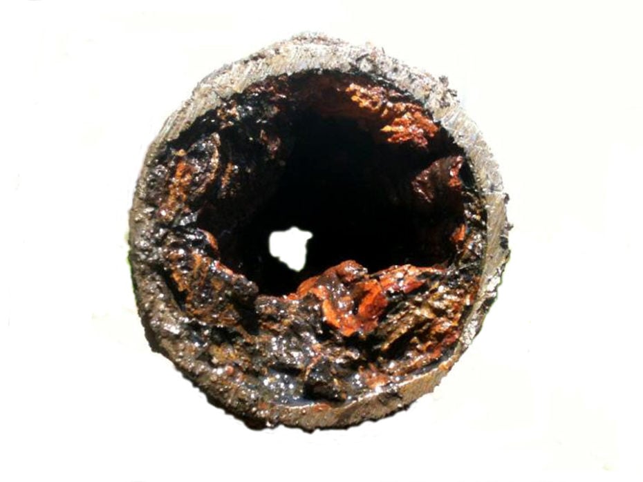 Corrosion inside of a clogged water main