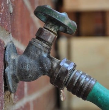 Traditional hose spigot prone to freezing.