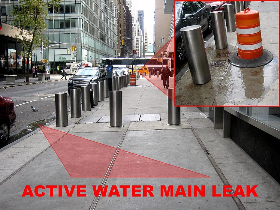 manhattan sidewalk water line leak