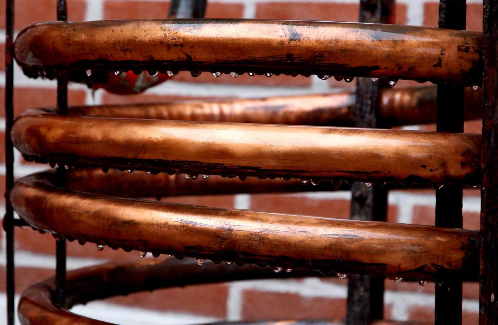 pipe condensation on a coil of copper water tubing