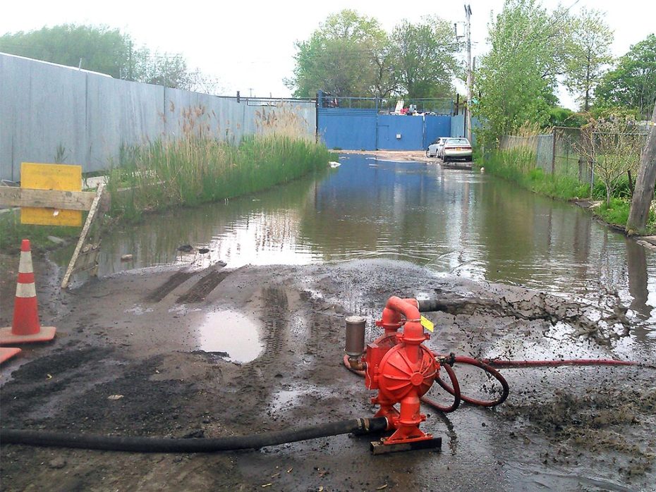 Queens Water Main Break Pumping Water