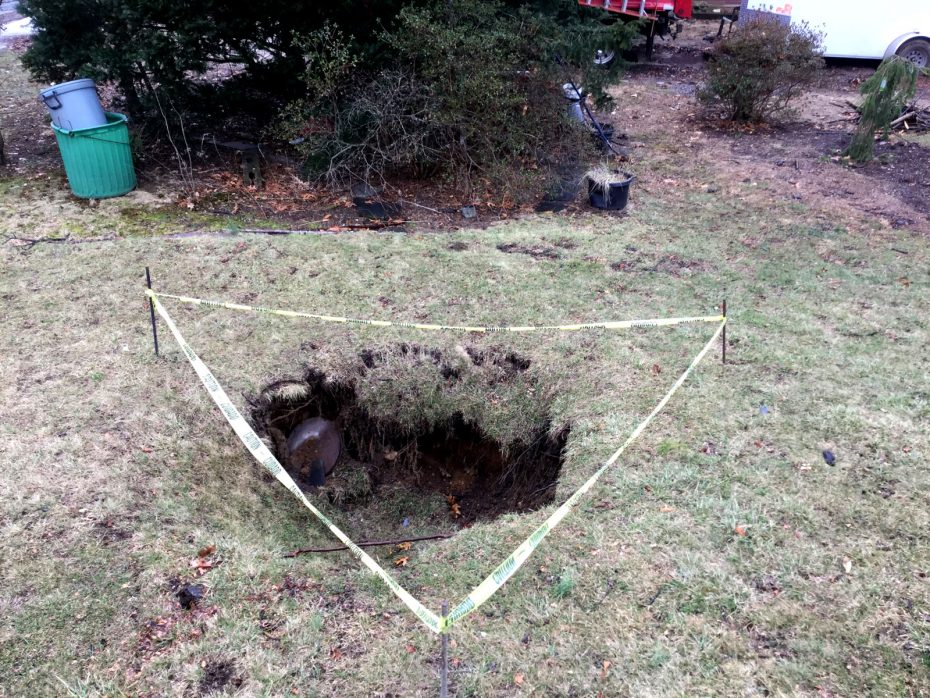 sink hole in yard