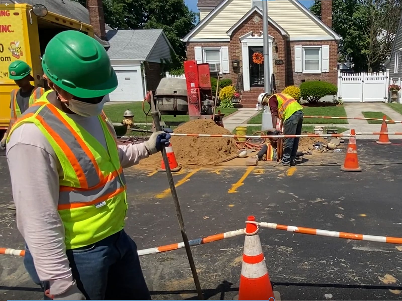 Underground water line replacement in progress.