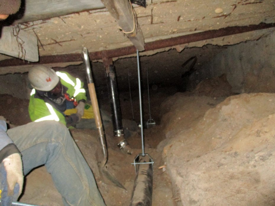 correcting belly in sewer line